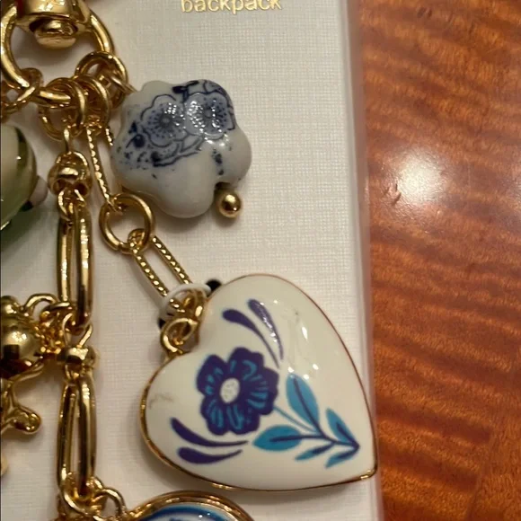 Piper K Gold and Blue Bag Charm & Key Chain - Picture 3 of 6